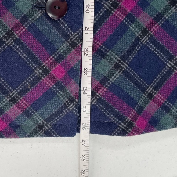 Talbots Vintage Wool Bias Plaid Shawl Collar Button Up Lined Pockets Jacket - Picture 9 of 11